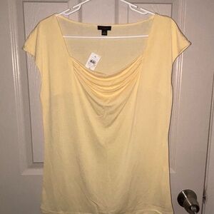 Ann Taylor Soft Yellow Draped Blouse